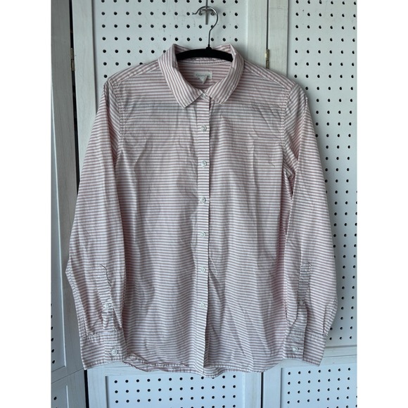 Garnet Hill Tops - Garnet Hill Button Down Striped Oxford Shirt Pink White Women's 04 Sm Org Cotton